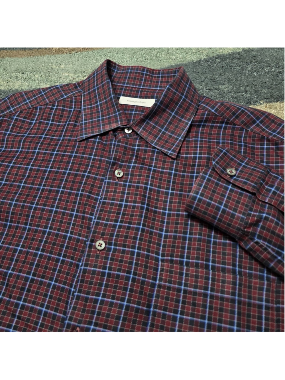 Ermenegildo Zegna Casual Button Down Shirt Red Plaid Made In Italy Mens Size XXL